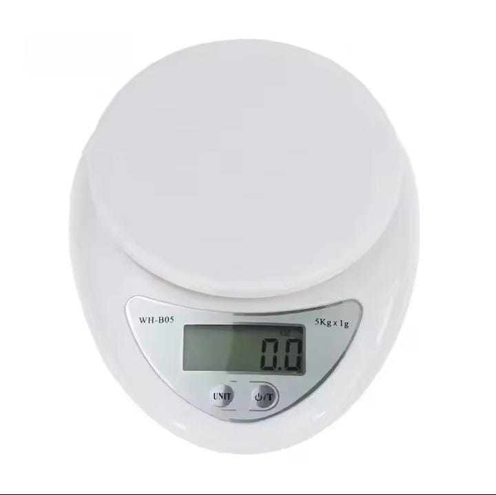 Picture of 5 Kg/1GramKitchenScale Reusable Electronic Scale with Portable LED Digital Display FoodScale Weighing Scale Kitchen Baking Scale White