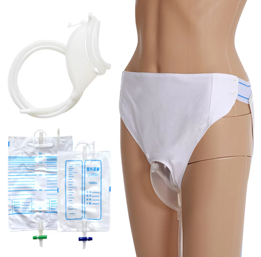 Picture of Silicone urine collector reusable portable urinal collection pants for home care with 2 bags of catheter 