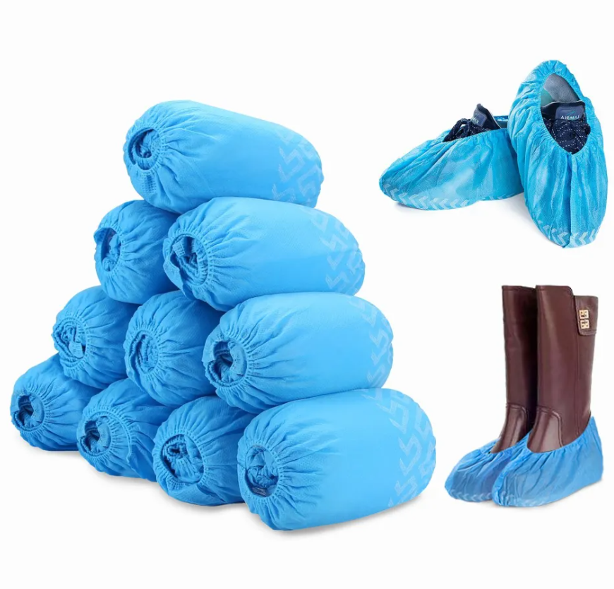 Picture of Surgical Disposable Shoe Covers, Non Woven Fabric Boot Covers for Indoors 100 Pcs Pack(50 Pairs), Shoes Cover Blue