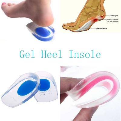 Picture of Soft Silicone Gel Insoles for Heel Spurs Pain Relief Foot Cushion Foot Massager Care Heel Cups Shoe Pads Height Increase Insoles Blue