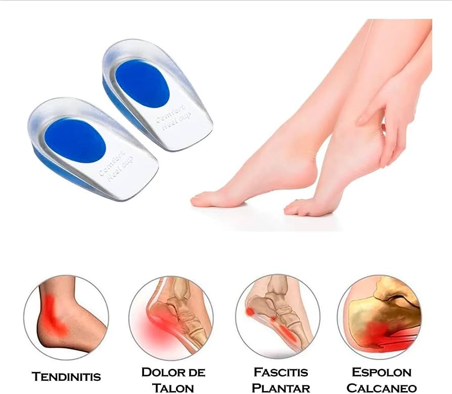 Picture of Soft Silicone Gel Insoles for Heel Spurs Pain Relief Foot Cushion Foot Massager Care Heel Cups Shoe Pads Height Increase Insoles Blue