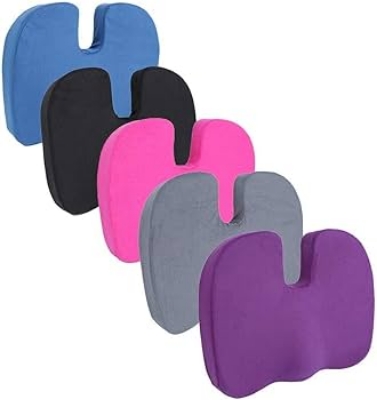 Picture of Memory Foam Coccyx Seat Cushion for Tai-lbone, Sci-atica, Lower Back Pa-in Relief H-ip Support Pillow Cont-oured Cushion for Office/Home Chair, Wheelchair. 