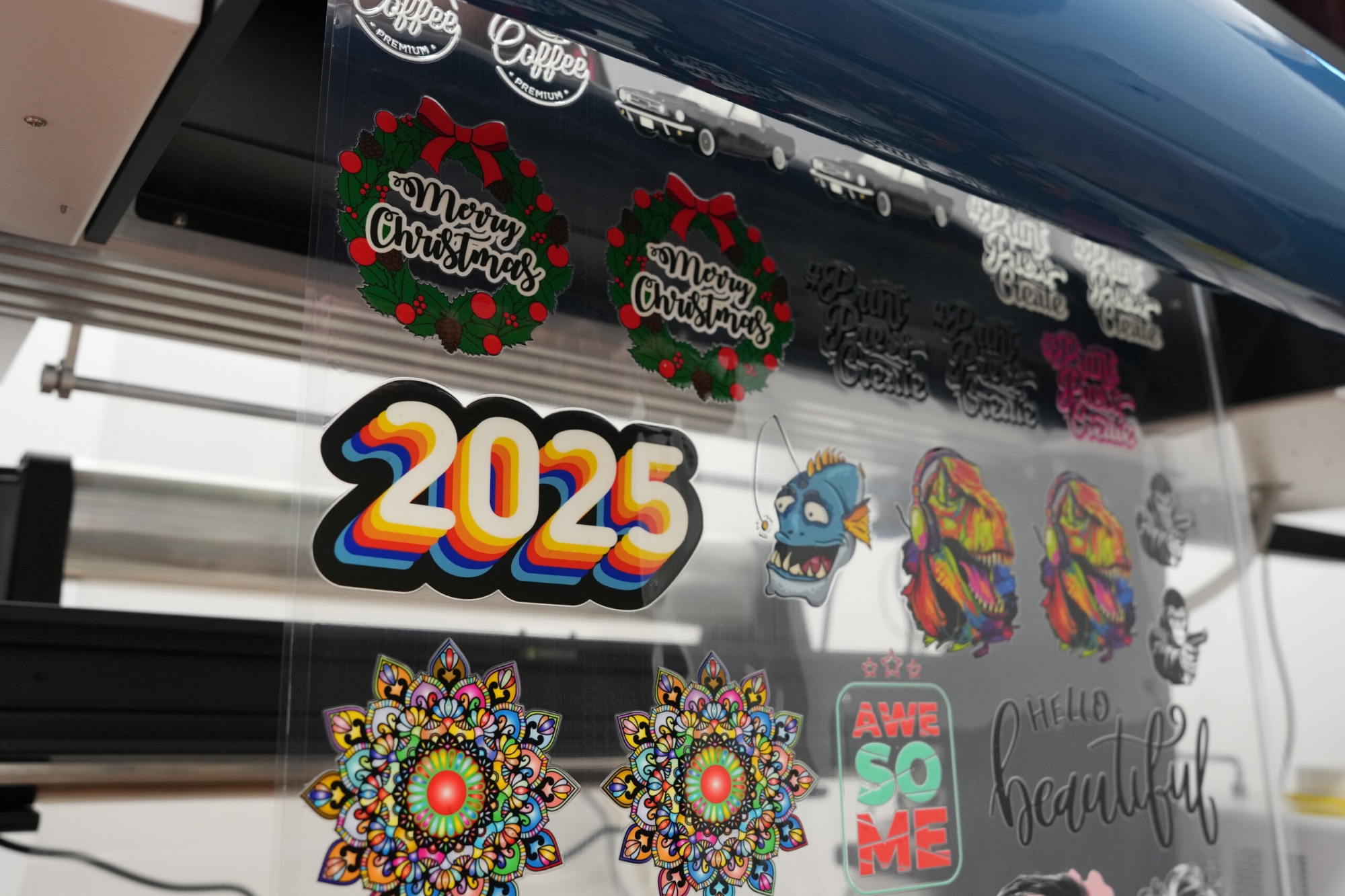 Picture of Costom UV DTF Stickers print. Long-lasting waterproof durable quality print.  make it with company logo or design of your own choice, which will make your product more attractive. Size 11*16 inchi Multicolor