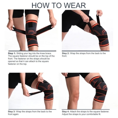 Picture of Professional Weaving Elastic Support Knee Brace for Sports Security Strap Multicolor