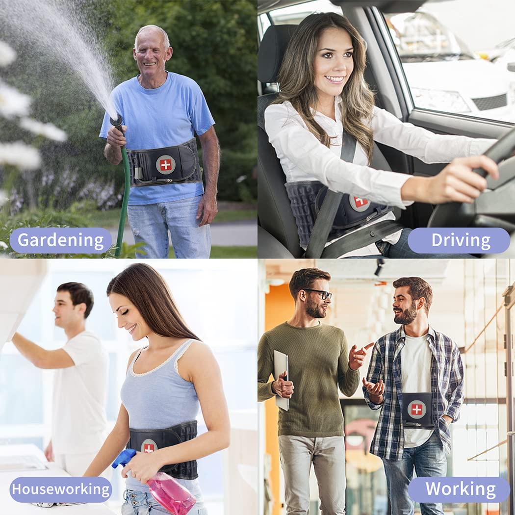 Picture of Inflatable Lower Back Brace for Low Back Pain Relief Lumbar Traction Device with Hand Pump, One Size Fits 29-49 Waist Beige