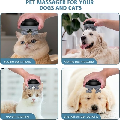 Picture of Upgraded Handheld Pet Massager for Dogs and Cats, 4 Rotatable Massage Heads, Three Modes, Electric Cat Massager Dog, for Relieving Tight Stiffness Muscles, Promote Bonding 