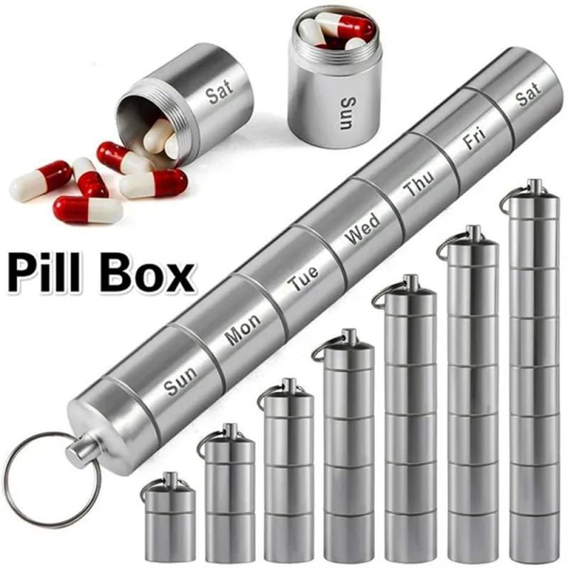 Picture of 7 Grid pill box 7 days weekly case Medicine Tablet Dispenser Organizer Splitter Storage Organizer Container Waterproof Multicolor