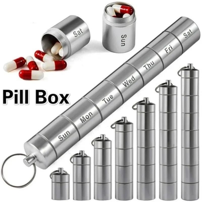 Picture of 7 Grid pill box 7 days weekly case Medicine Tablet Dispenser Organizer Splitter Storage Organizer Container Waterproof Multicolor