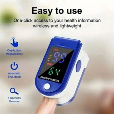Picture of Pulse Oximeter Finger Blood Oxygen Sensor Saturation Monitor + Digital Forehead Thermometer Non-Contact Infrared Thermometer Red