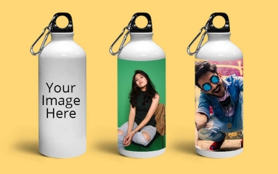 Picture of Customize Aluminum Water bottle can be Printed with Your Company Logo, Photo or any design of Your choice (600 ml) White