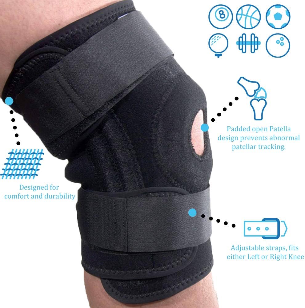 Picture of 1Pcs Knee Support Brace Adjustable Open Patella Knee Pad Protector Guard for Gym Workout Sports Arthritis Joint Pain Black