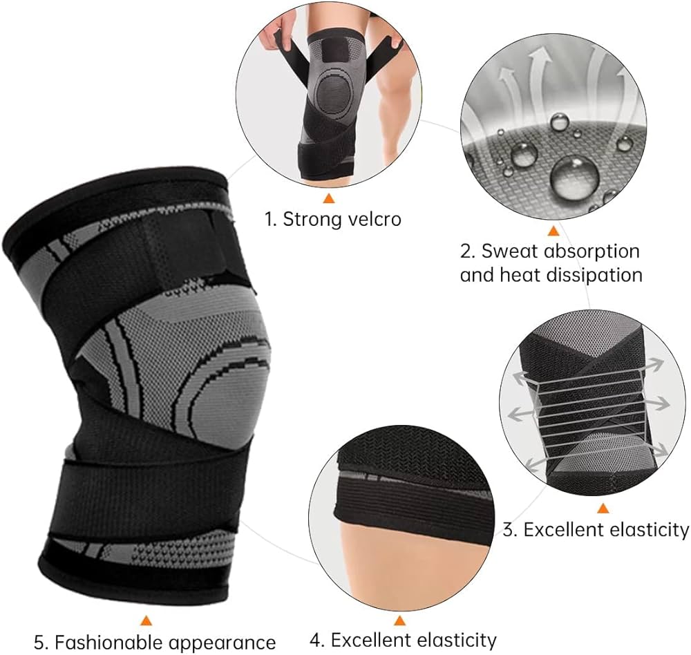 Picture of Professional Knee Brace for Knee Pain Men Women Knee Compression Sleeve Support for Running GYM Workout Sports Joint Pain Relif Black