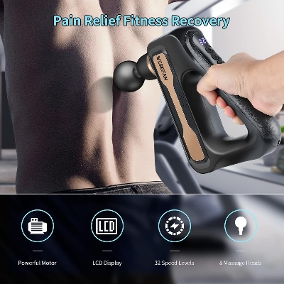 Picture of Portable and Rechargeable 32 Level Electric Deep Tissue Massager for Neck, Back & Full Body Pain Relief – Muscle Recovery Device for Sports & Fitness Black