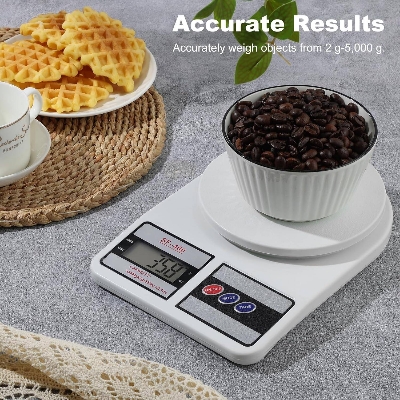 Picture of Kitchen Scale 22lb/10kg Capacity, Stainless Steel Food Scale with oz/g Units | Replaceable Battery Power | Ideal for Meal Prep, Cooking, Baking White