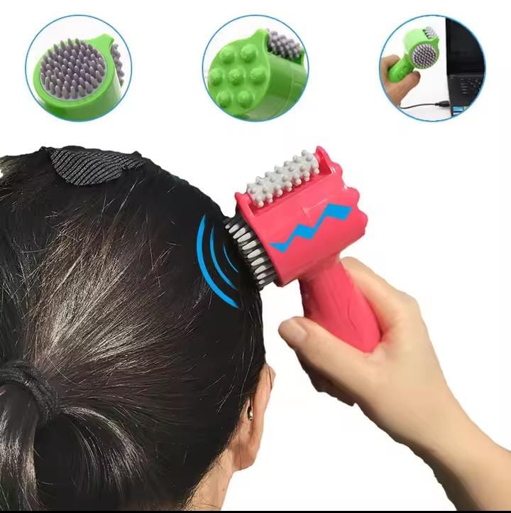 Picture of 4-In-1 Head Massager Electric Massage Roller Pounding Vibration Hammer Neck Lumbar Massage Relaxation Scalp Massage Comb Gift Multicolor