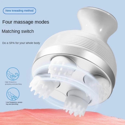 Picture of Hair Scalp Rechargeable Electric Head Kneading Massager, Handheld Portable Head Scratcher Massager for Hair Growth, Full Body Pain Relief, Deep Clean & Stress free White-Sky blue