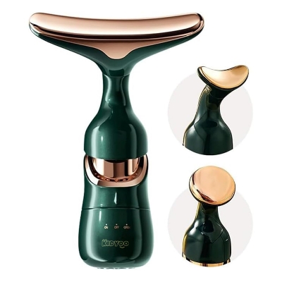 Picture of Multifunctional Facial Massager, 3-in-1 Beauty Massager for Face and Neck, Facial Massager for Skin Care, Thermal and Vibration Technologies for Skin Care Improve Glowing Skin, Smooth and Tightening Skin Gold-green