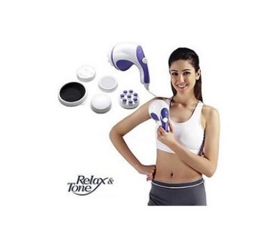 Picture of Relax Tone Spin Body Massager With 5 Headers Relax Spin Tone Slimming Lose Weight Burn Fat Full Body Massage Device Blue