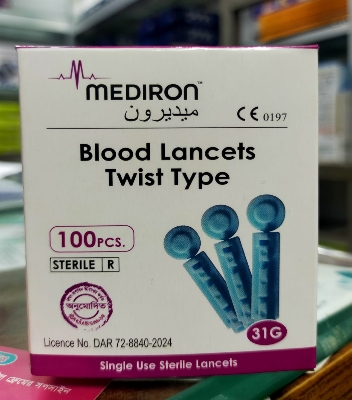 Picture of Mediron Blood Lancet 100 pcs 1box Blue
