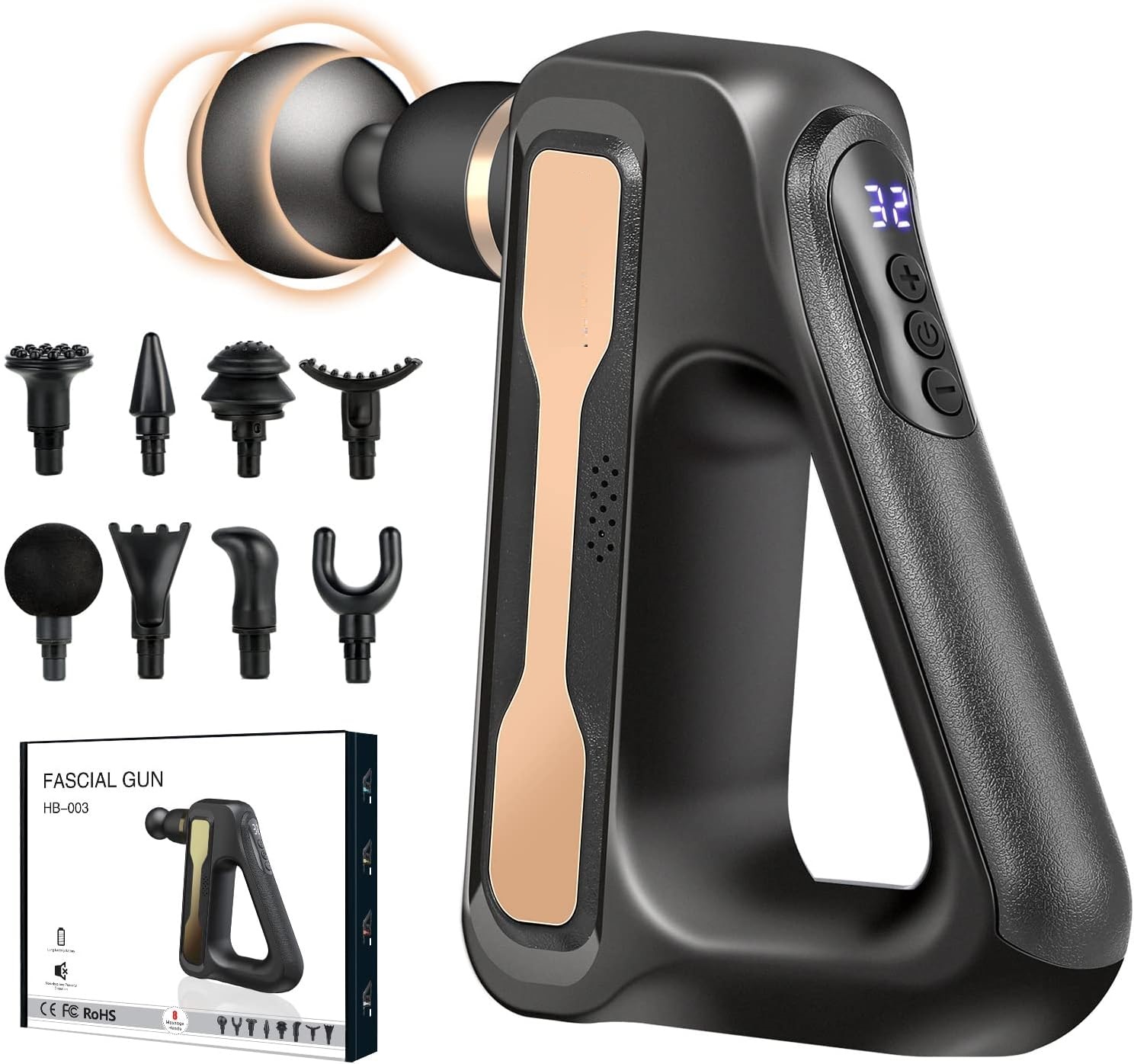 Picture of 32 Level Electric Deep Tissue Massager for Neck, Back & Full Body Pain Relief – Muscle Recovery Device for Sports & Fitness Black