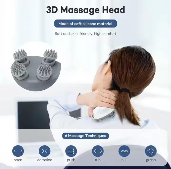 Picture of Electric Scalp Massager, Portable Head Massager with Kneading 96 Massage Nodes, Handheld Head Scratcher Massager for Stress Relax and Pain Relief, Ideal Gifts for Women, Men 