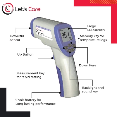 Picture of Automatic Digital Blood Pressure Monitor and Non Contact Infrared Thermometer (Product Warranty) With Free Premium OLED is Play Fingertip Pulse Oximeter Red