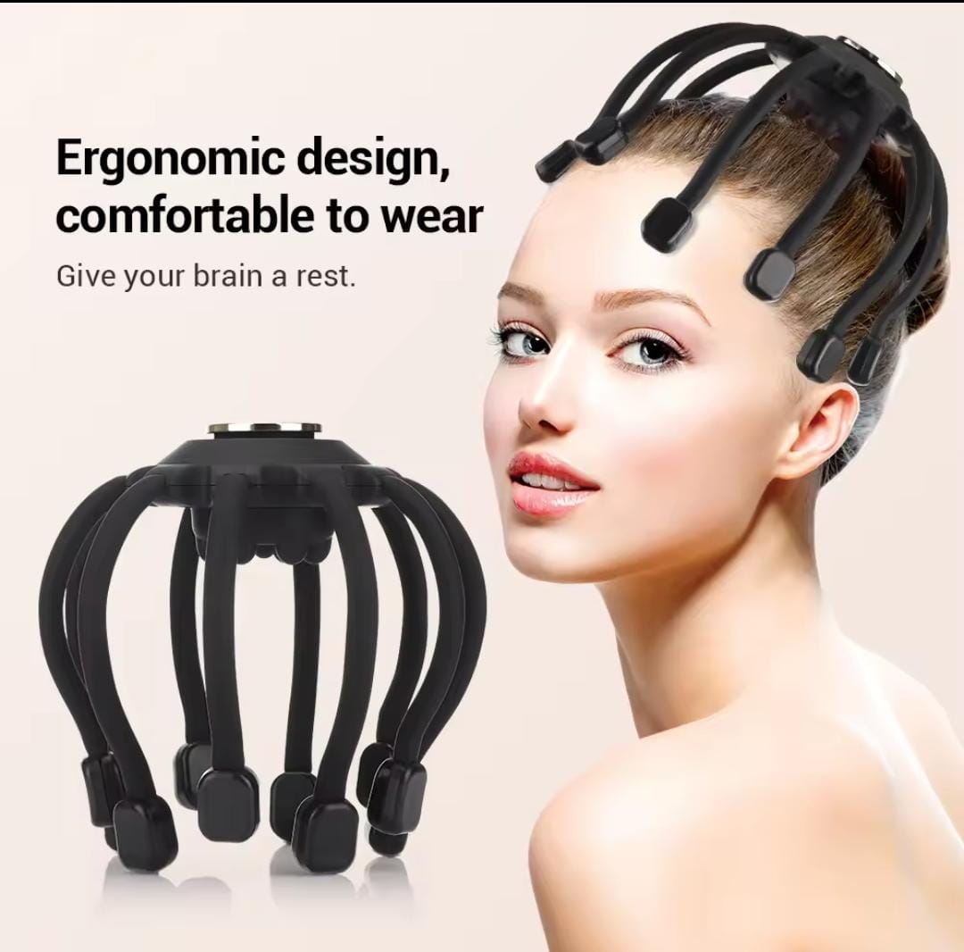 Picture of Electric Head Massager Octopus Scalp Massagers,360 Degree Automatic Rechargeable Handfree Relax Massage with 3 Vibration Mode for Stress Pain Relax Headache Pain Relief Machine Multicolor
