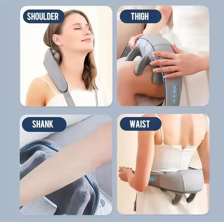 Picture of Neck and Back Massagerr, Massager with Heating, Body Massager for Body Aches and Pains Relief, Electric Wearable 5D Cervical Massage Machine for Deep Tissue Neck, Back, Shoulders, Waist and Legs Multicolor