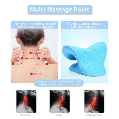 Picture of Cervical Spine Stretch Neck Shoulder Massage Cervical Muscle Massage Traction Device Shoulder Massage Pillow Spine Correction Multicolor
