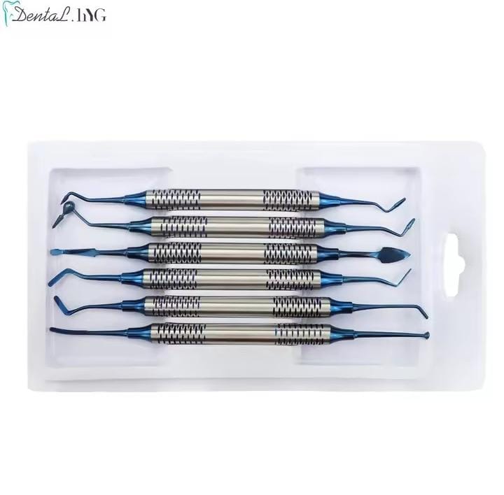 Picture of 6Pcs/Kit Dental Composite Resin Filling Spatulas Double Head Titanium Plated Head Fill Restoration Set Dentist Accessories Tool Multicolor