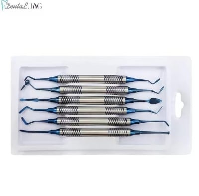 Picture of 6Pcs/Kit Dental Composite Resin Filling Spatulas Double Head Titanium Plated Head Fill Restoration Set Dentist Accessories Tool Multicolor