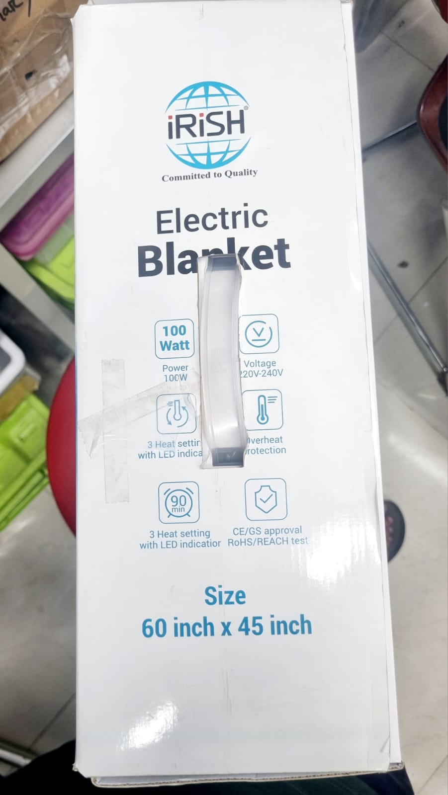 Picture of IRISH Electric Blanket (Size 60 inch x 45 inch) Grey