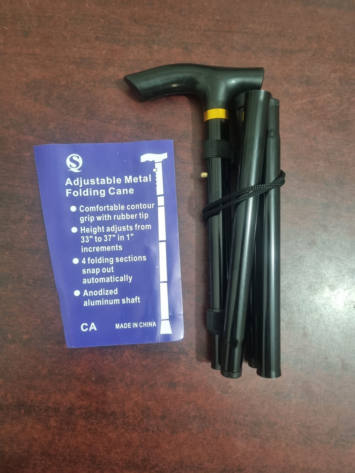 Picture of Folding Crutch Walking Cane Folding Stick with Adjustable Length (33-37 Inch) 