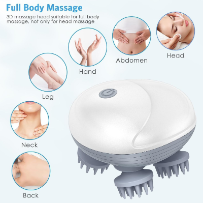 Picture of Rechargeable Electric Scalp Massager for Hair Growth & Stress Relief – Waterproof Head Massager with 4 Rotating Nodes – Deep Kneading Massage Brush for Men, Women & Pets Multicolor