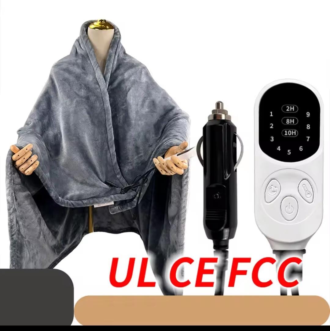 Picture of 9 Heating Levels Electric Heated Blanket flannel Heated Blanket Portable flannel Blanket Quickly Heated Cape Pad. 