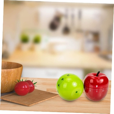Picture of Cute Fruit Kitchen Timer, 60 Minutes Apple Shape Mechanical Timer Novelty 360 Degree Rotating Manual Timer for Home Cooking Timing Tool 