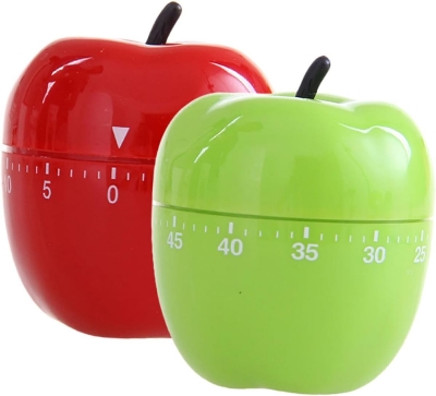 Picture of Cute Fruit Kitchen Timer, 60 Minutes Apple Shape Mechanical Timer Novelty 360 Degree Rotating Manual Timer for Home Cooking Timing Tool 