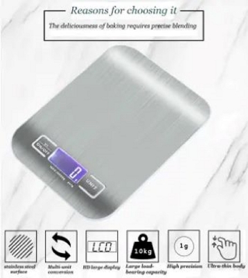 Picture of Gram Scale Digital Scale Digital Kitchen Scale Food Scale 5/10kg, Steel Stainless Electronic Balance Measuring Gs Scales For Cooking Baking Food Scale for Food Powder Medicine Gold Weed Silver