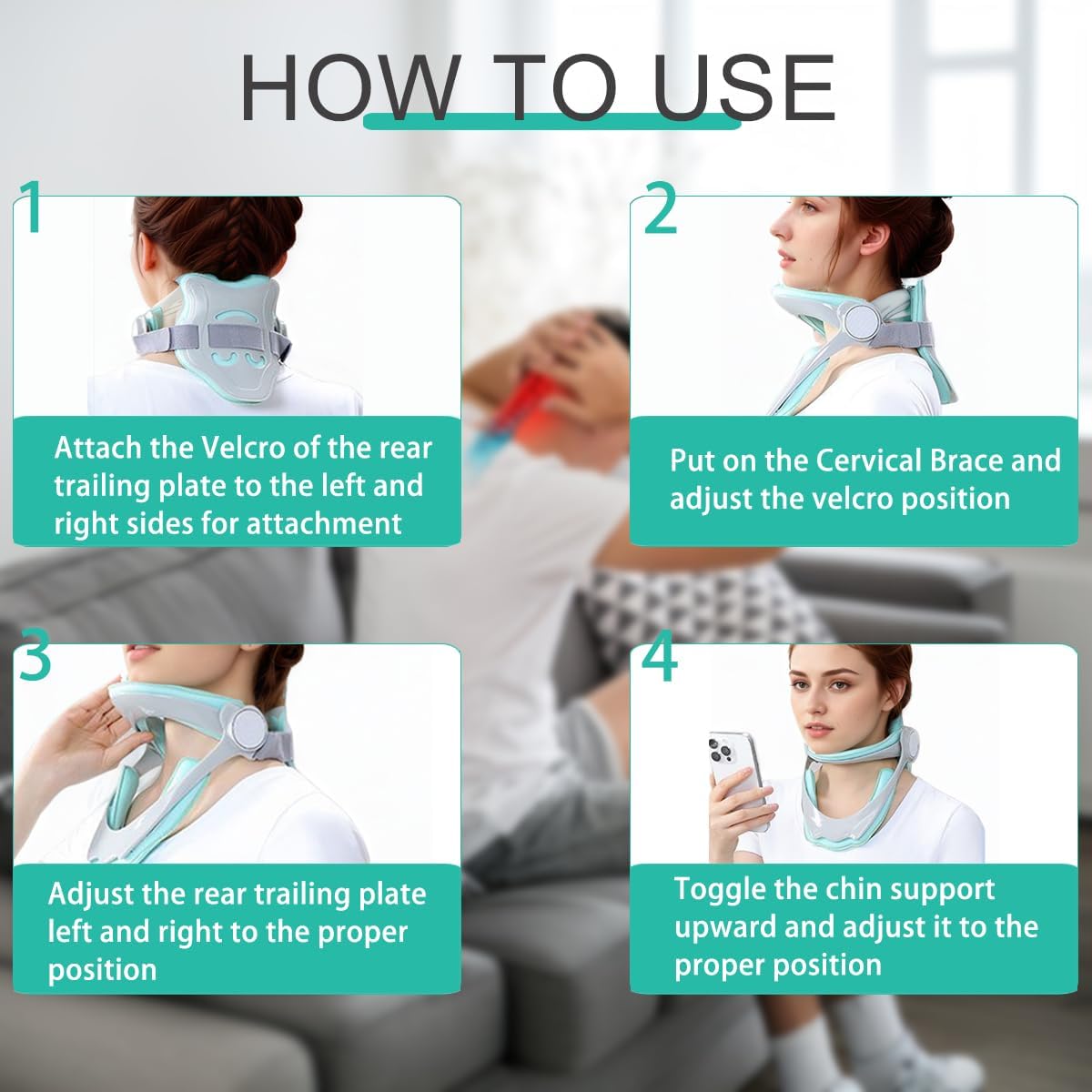 Picture of 360°Adjustable Neck Brace for Neck Pain and Support, Cervical Neck Traction Device for Home Use, Neck Stretcher Neck Decompression Devices for Forward Head Posture Correction 