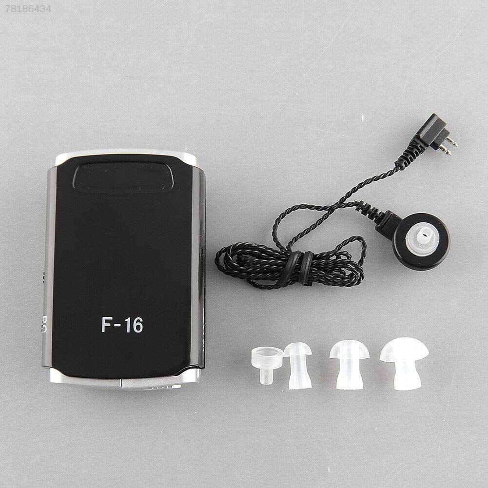 Picture of AA Super Axon F-16 Pocket Model Hearing AID Ear Machine with Superior Sound Quality Amplifier and Mini Adjustable Tone for Deaf People Suitable for upto 50% Hearing Loss  Black