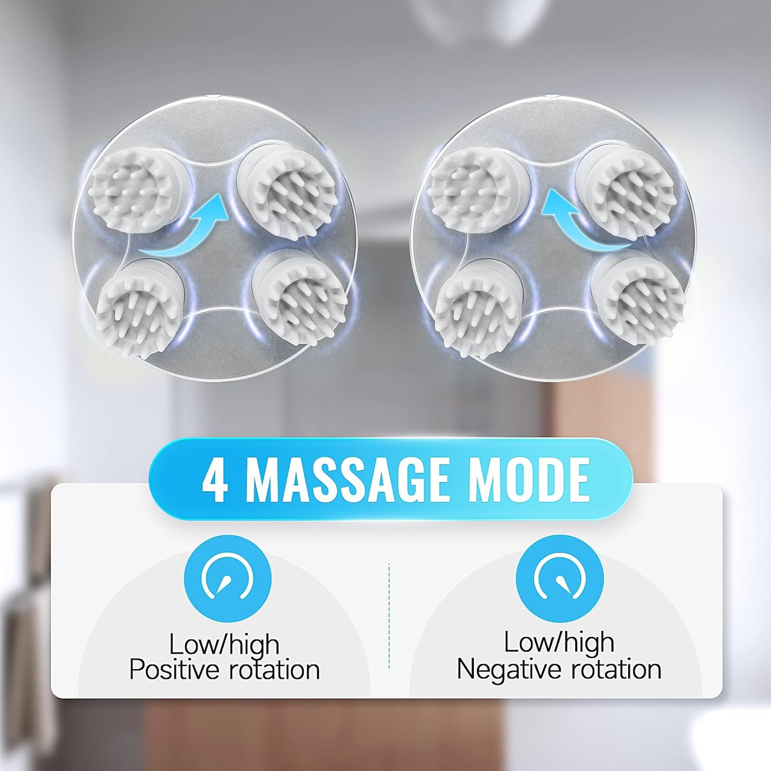 Picture of Electric Scalp Massager Hair Growth IPX7 Waterproof Hair Scalp Massager For Stress Relax and Full Body Pain Relief Massager White-Sky blue