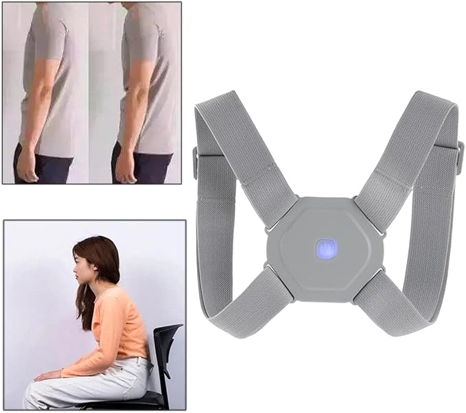 Picture of Smart Posture Corrector for Women Men Kids, Electronic Posture Reminder with Sensor Vibration, Adjustable Upper Back Brace Straightener for Hunching - 200mAh Battery Light Ash