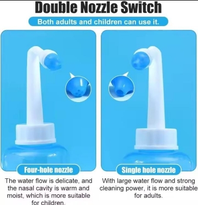 Picture of Nose Wash Cleaner Nasal Irrigator Rinse Bottle Nose Protector Avoid Allergic Rhinitis Adults Children Neti Pot 300ML White