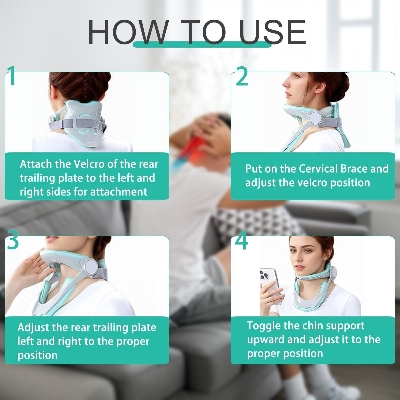 Picture of 360°Adjustable Neck Brace for Neck Pain and Support, Cervical Neck Traction Device for Home Use, Neck Stretcher Neck Decompression Devices for Forward Head Posture Correction Multicolor