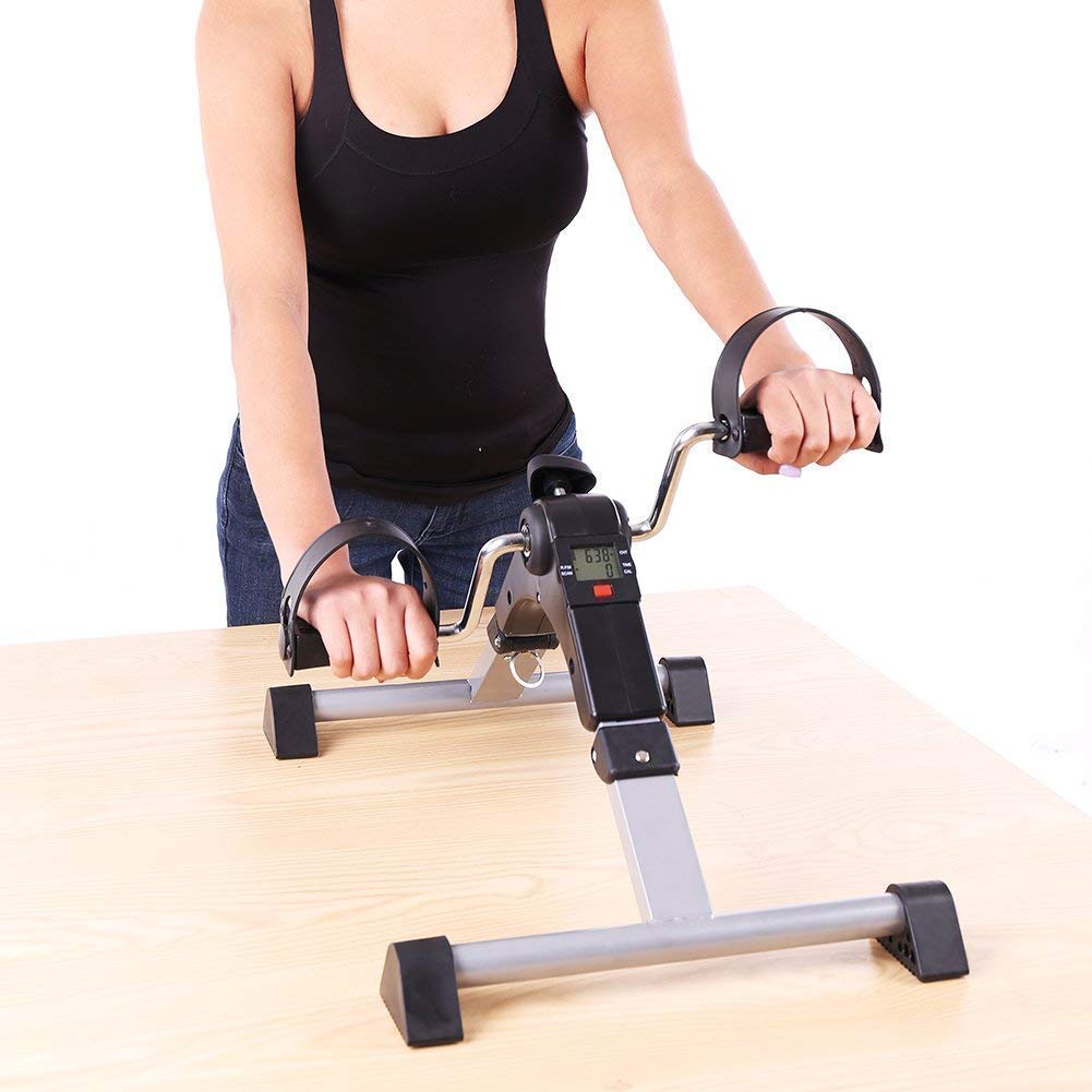 Picture of Fitness Mini Cycle Pedal Exerciser with Fixing Straps  Adjustable Resistance Levels and Digital Display  Compact & Portable Design (Black)