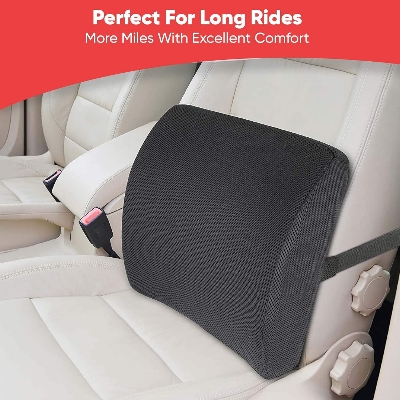 Picture of Foam Lumbar Support for Back Pain Relief Compatible with Computer, Office Chairs and Cars -Ergonomic Designs Having Anti Sweat Mesh Cover on Lumbar Chair Support Multicolor