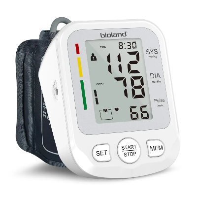 Picture of Bioland Blood Pressure Monitor Electric Tonometer Pulse Rate Monitor BP Monitor LCD Voiced Instructions 10-Group Readings Storage White
