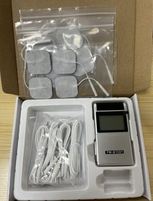 Picture of Migeet TENS EMS Muscle Stimulator 15 Modes & 4 Outputs 8 Pads for Natural Pain Relief Electric Pulse Impulse Mini Massager Machine Portable electrotherapy Machine Off White