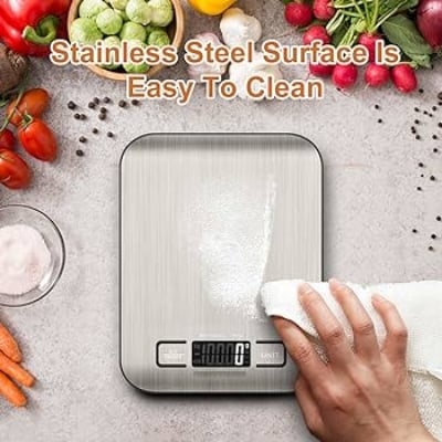 Picture of 5/10kg Digital Kitchen Scale Food Scale Steel Stainless Electronic Balance Measuring Gram Scale Cooking Baking Food Scale - weigh scale Silver