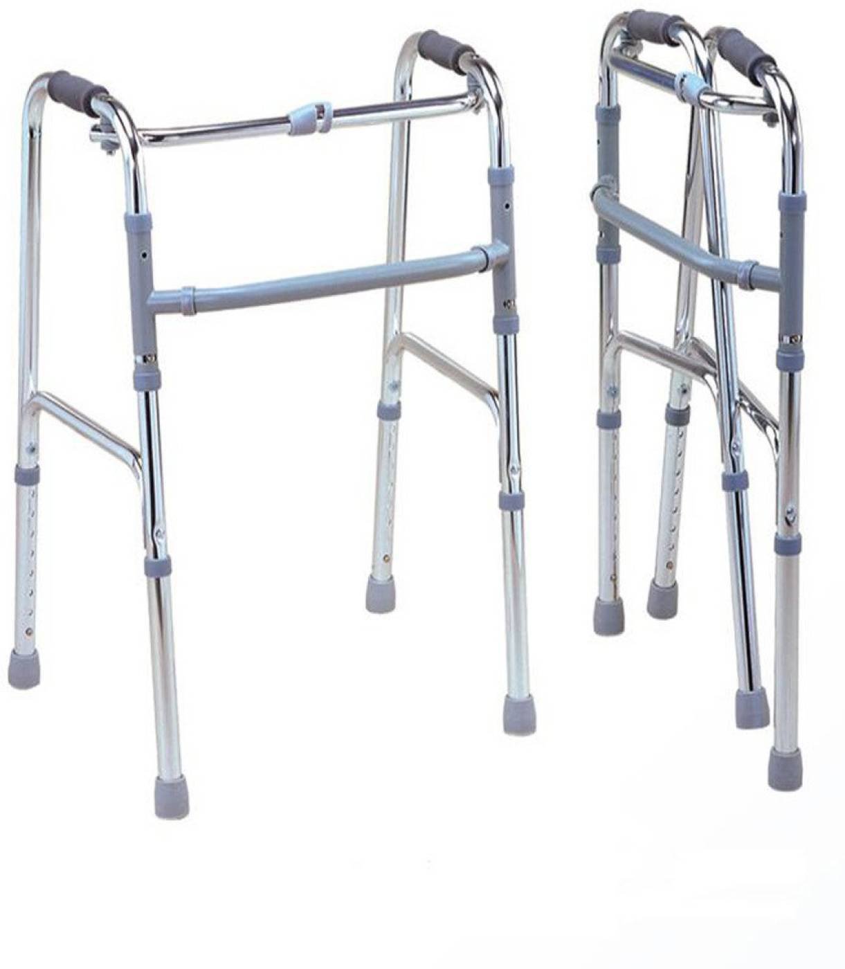 Picture of Folding Walker with wheel Portable Light Weight Height Adjustable Foldable Walker for Men Women Adults Patients & Old age People Silver